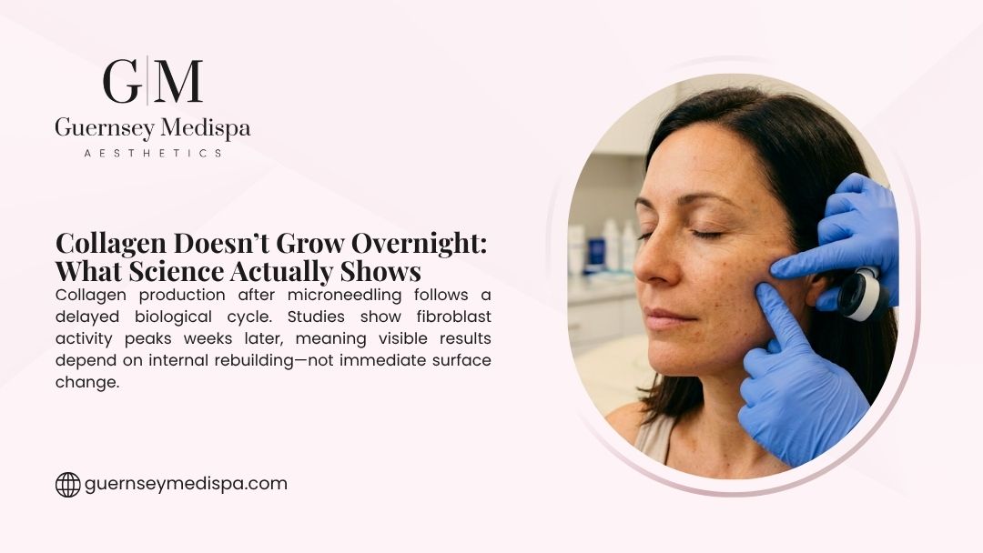 A woman receives a facial treatment at a medispa, illustrating how collagen doesn't grow overnight and science shows results take time.